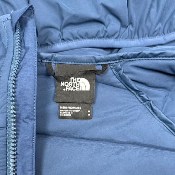 The North Face Puffer Jacket Belleview Down Mens Medium Blue Hoodie Stretch - Picture 8 of 13